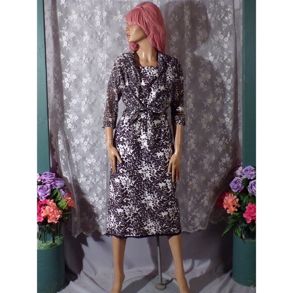 Vintage 60s Dress & Jacket 1960s Black and White Retro Summer Cotton Size Small - Picture 2 of 10